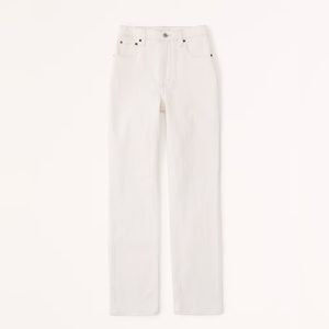 Abercrombie Ultra High Rise 90s Straight Jean - Cream with vent hem